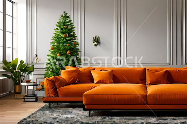 A living room with modern and attractive designs, wonderful decorations, elegant home furniture, luxurious modern designs, elegant residential apartments, tourist apartments, decorations in attractive colors
