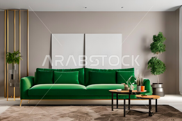 A living room with modern and attractive designs, wonderful decorations, elegant home furniture, luxurious modern designs, elegant residential apartments, tourist apartments, decorations in attractive colors