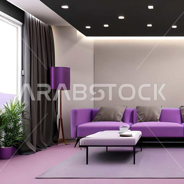 A living room with modern and attractive designs, wonderful decorations, elegant home furniture, luxurious modern designs, elegant residential apartments, tourist apartments, decorations in attractive colors