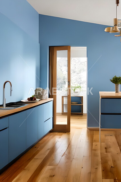 تصميم داخلي لمطبخ داخل شقة سكنية ، تصاميم وديكورات داخلية ، تصميم معماري هندسي حديث ، شقق سكنية بتصاميم عصرية