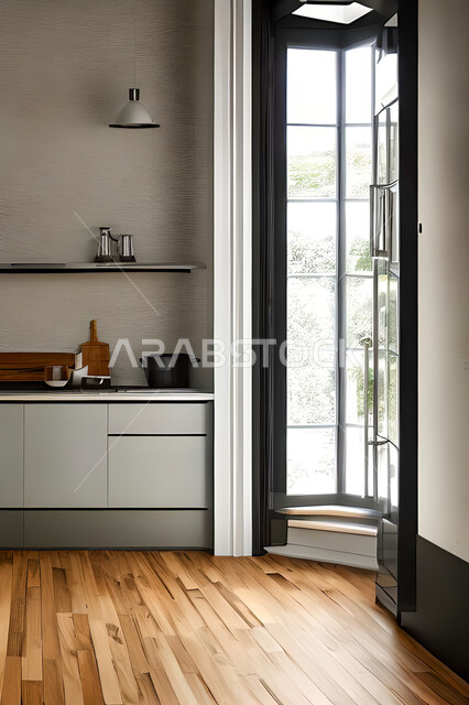 تصميم داخلي لمطبخ داخل شقة سكنية ، تصاميم وديكورات داخلية ، تصميم معماري هندسي حديث ، شقق سكنية بتصاميم عصرية