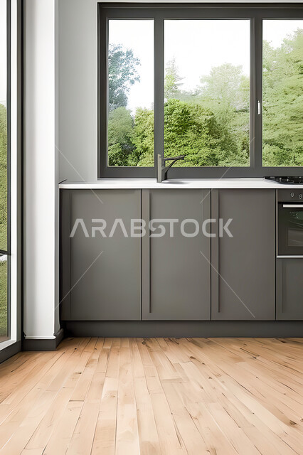 تصميم داخلي لمطبخ داخل شقة سكنية ، تصاميم وديكورات داخلية ، تصميم معماري هندسي حديث ، شقق سكنية بتصاميم عصرية