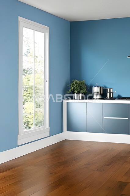 تصميم داخلي لمطبخ داخل شقة سكنية ، تصاميم وديكورات داخلية ، تصميم معماري هندسي حديث ، شقق سكنية بتصاميم عصرية