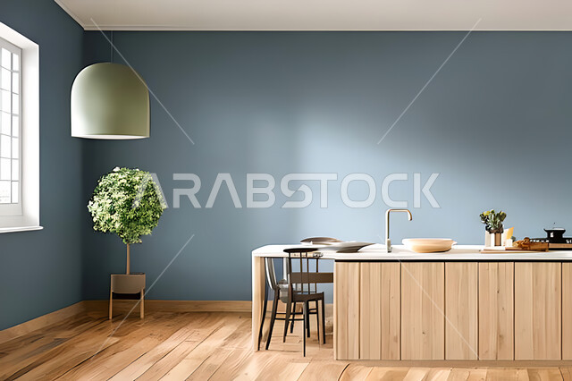 Interior design of a kitchen inside a residential apartment, interior designs and decorations, modern engineering architectural design, residential apartments with modern designs