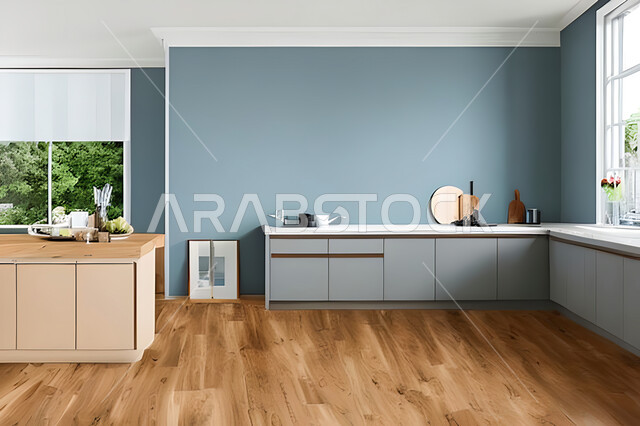 تصميم داخلي لمطبخ داخل شقة سكنية ، تصاميم وديكورات داخلية ، تصميم معماري هندسي حديث ، شقق سكنية بتصاميم عصرية