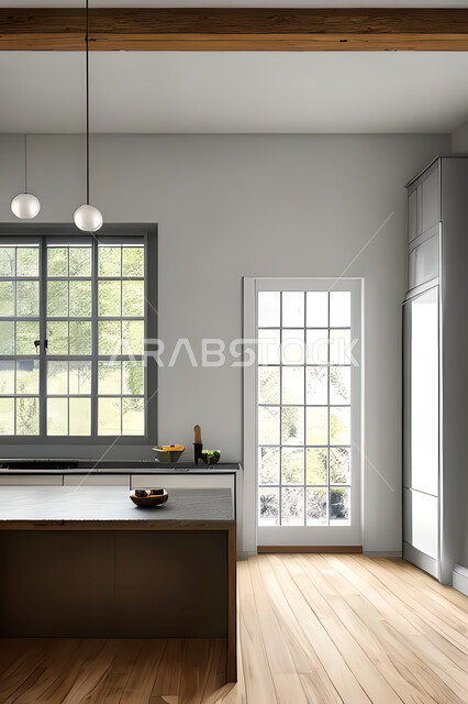 تصميم داخلي لمطبخ داخل شقة سكنية ، تصاميم وديكورات داخلية ، تصميم معماري هندسي حديث ، شقق سكنية بتصاميم عصرية