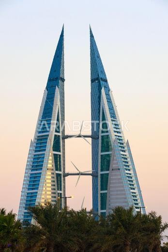 Bahrain World Trade Center and Historic Fort Vector - Vector