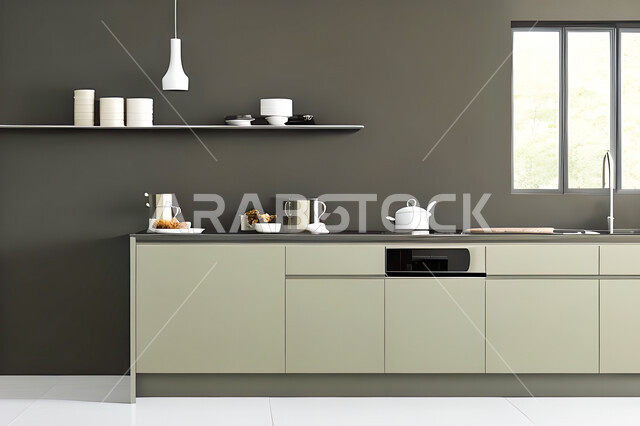 Interior design for a modern modern kitchen, interior decorations, modern engineering architectural design, residential villas with sophisticated modern designs