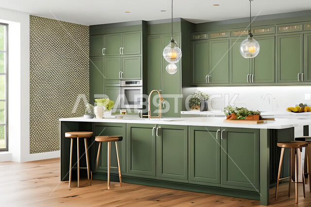 تصميم داخلي لمطبخ عصري حديث ، ديكورات داخلية ، تصميم معماري هندسي حديث ، فلل سكنية بتصاميم عصرية راقيه