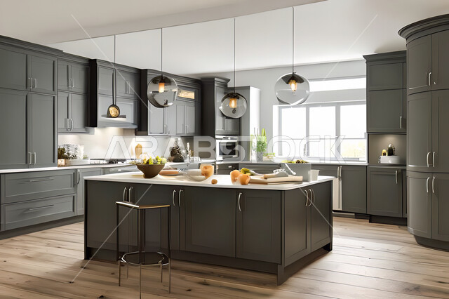 تصميم داخلي لمطبخ عصري حديث ، ديكورات داخلية ، تصميم معماري هندسي حديث ، فلل سكنية بتصاميم عصرية راقيه