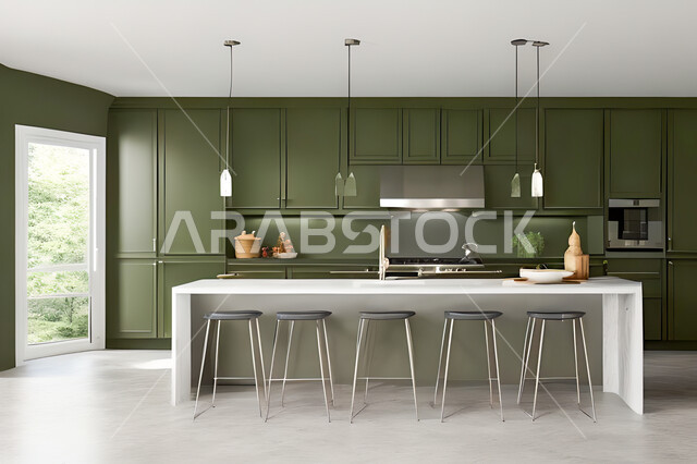 Interior design for a modern modern kitchen, interior decorations, modern engineering architectural design, residential villas with sophisticated modern designs