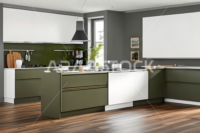 تصميم داخلي لمطبخ عصري حديث ، ديكورات داخلية ، تصميم معماري هندسي حديث ، فلل سكنية بتصاميم عصرية راقيه