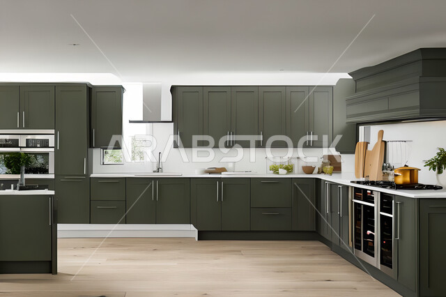 تصميم داخلي لمطبخ عصري حديث ، ديكورات داخلية ، تصميم معماري هندسي حديث ، فلل سكنية بتصاميم عصرية راقيه