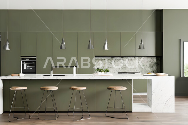 تصميم داخلي لمطبخ عصري حديث ، ديكورات داخلية ، تصميم معماري هندسي حديث ، فلل سكنية بتصاميم عصرية راقيه