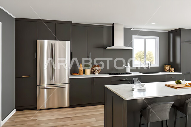 Interior design for a modern modern kitchen, interior decorations, modern engineering architectural design, residential villas with sophisticated modern designs