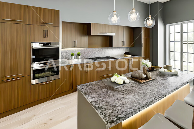 تصميم داخلي لمطبخ عصري حديث ، ديكورات داخلية ، تصميم معماري هندسي حديث ، فلل سكنية بتصاميم عصرية راقيه