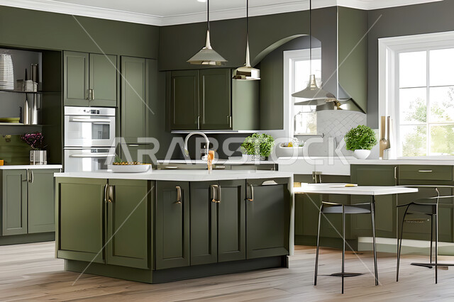 تصميم داخلي لمطبخ عصري حديث ، ديكورات داخلية ، تصميم معماري هندسي حديث ، فلل سكنية بتصاميم عصرية راقيه