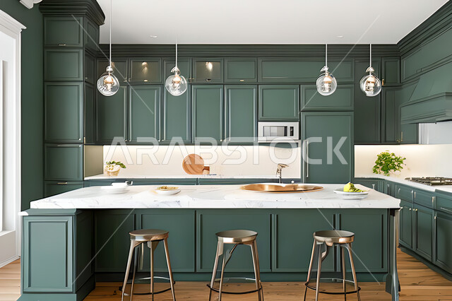 تصميم داخلي لمطبخ عصري حديث ، ديكورات داخلية ، تصميم معماري هندسي حديث ، فلل سكنية بتصاميم عصرية راقيه