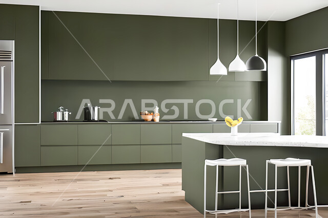 Interior design for a modern modern kitchen, interior decorations, modern engineering architectural design, residential villas with sophisticated modern designs