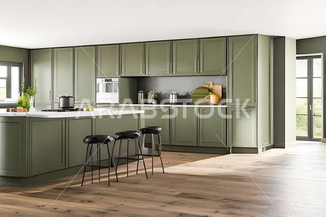 تصميم داخلي لمطبخ عصري حديث ، ديكورات داخلية ، تصميم معماري هندسي حديث ، فلل سكنية بتصاميم عصرية راقيه