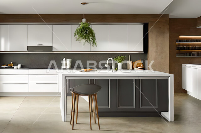 تصميم داخلي لمطبخ عصري حديث ، ديكورات داخلية ، تصميم معماري هندسي حديث ، فلل سكنية بتصاميم عصرية راقيه