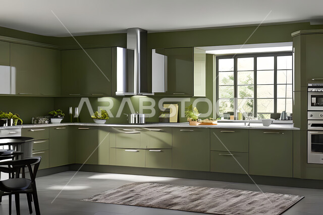 تصميم داخلي لمطبخ عصري حديث ، ديكورات داخلية ، تصميم معماري هندسي حديث ، فلل سكنية بتصاميم عصرية راقيه