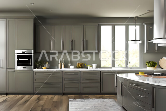 تصميم داخلي لمطبخ عصري حديث ، ديكورات داخلية ، تصميم معماري هندسي حديث ، فلل سكنية بتصاميم عصرية راقيه