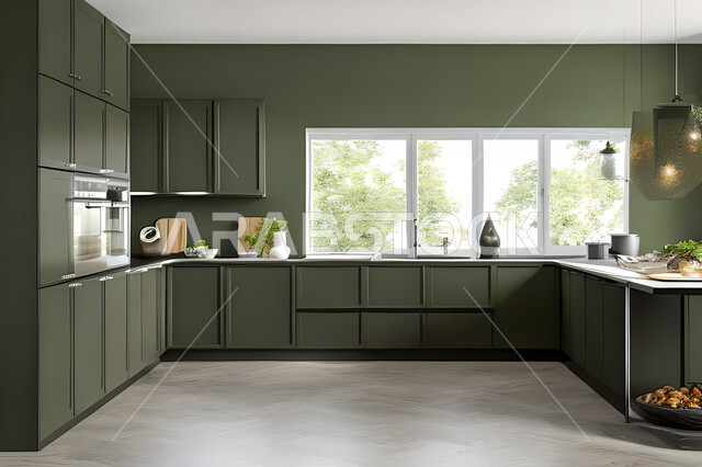 تصميم داخلي لمطبخ عصري حديث ، ديكورات داخلية ، تصميم معماري هندسي حديث ، فلل سكنية بتصاميم عصرية راقيه