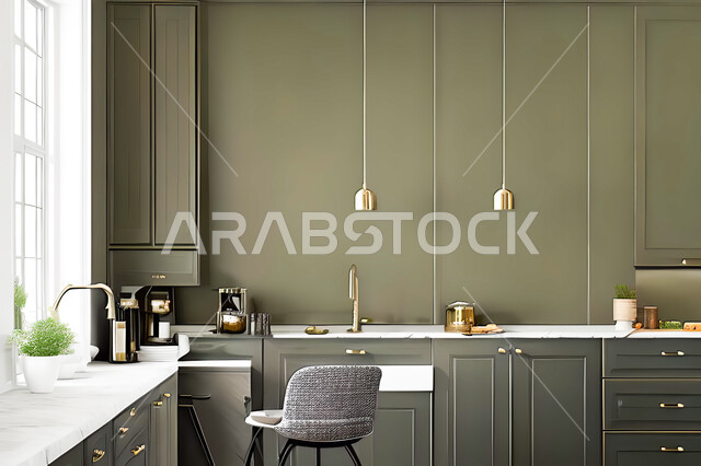 Interior design for a modern modern kitchen, interior decorations, modern engineering architectural design, residential villas with sophisticated modern designs