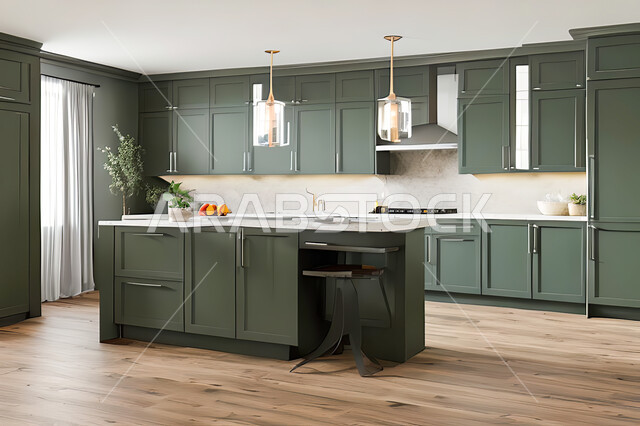 Interior design for a modern modern kitchen, interior decorations, modern engineering architectural design, residential villas with sophisticated modern designs