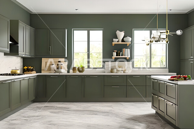 تصميم داخلي لمطبخ عصري حديث ، ديكورات داخلية ، تصميم معماري هندسي حديث ، فلل سكنية بتصاميم عصرية راقيه