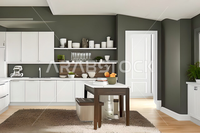 تصميم داخلي لمطبخ عصري حديث ، ديكورات داخلية ، تصميم معماري هندسي حديث ، فلل سكنية بتصاميم عصرية راقيه