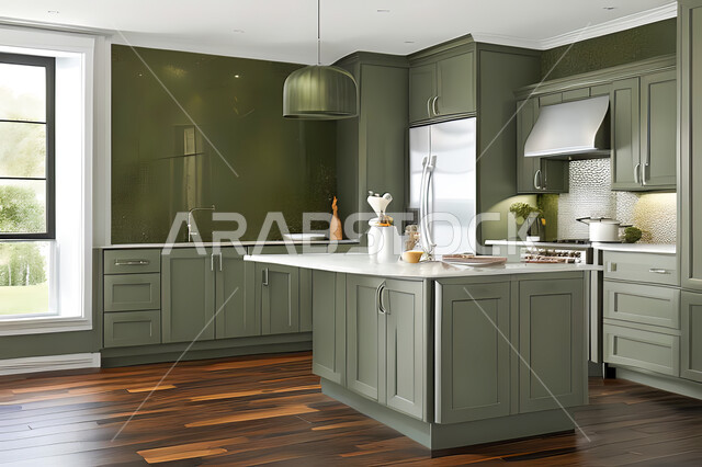 تصميم داخلي لمطبخ عصري حديث ، ديكورات داخلية ، تصميم معماري هندسي حديث ، فلل سكنية بتصاميم عصرية راقيه