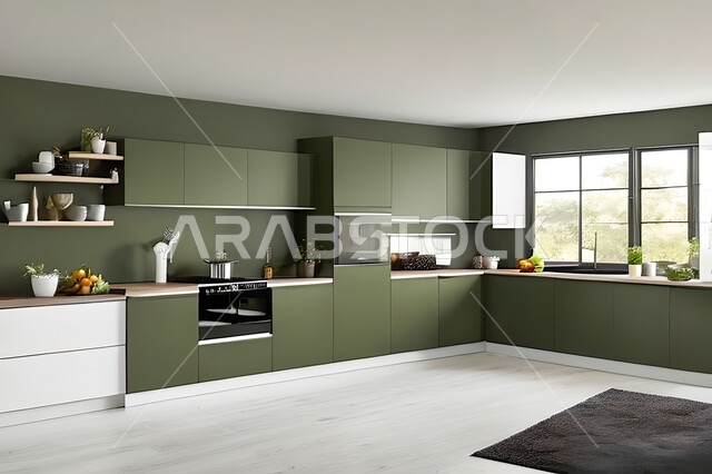 Interior design for a modern modern kitchen, interior decorations, modern engineering architectural design, residential villas with sophisticated modern designs