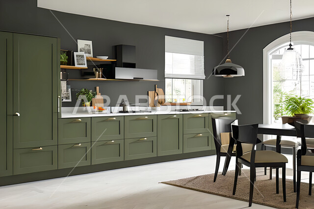 تصميم داخلي لمطبخ عصري حديث ، ديكورات داخلية ، تصميم معماري هندسي حديث ، فلل سكنية بتصاميم عصرية راقيه