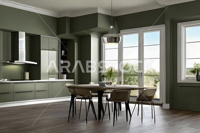 تصميم داخلي لمطبخ عصري حديث ، ديكورات داخلية ، تصميم معماري هندسي حديث ، فلل سكنية بتصاميم عصرية راقيه