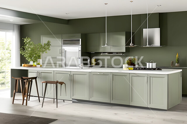 تصميم داخلي لمطبخ عصري حديث ، ديكورات داخلية ، تصميم معماري هندسي حديث ، فلل سكنية بتصاميم عصرية راقيه