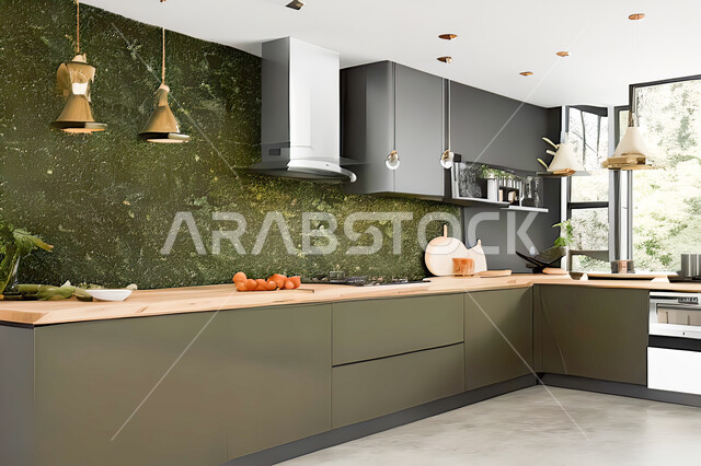 تصميم داخلي لمطبخ عصري حديث ، ديكورات داخلية ، تصميم معماري هندسي حديث ، فلل سكنية بتصاميم عصرية راقيه