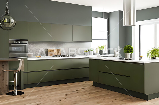 Interior design for a modern modern kitchen, interior decorations, modern engineering architectural design, residential villas with sophisticated modern designs