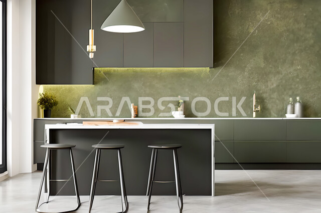 تصميم داخلي لمطبخ عصري حديث ، ديكورات داخلية ، تصميم معماري هندسي حديث ، فلل سكنية بتصاميم عصرية راقيه