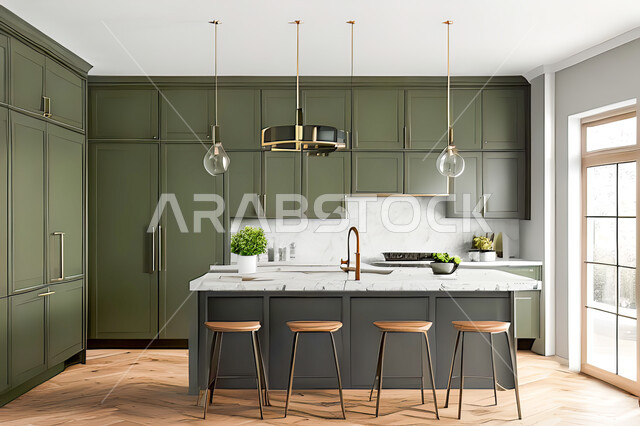 تصميم داخلي لمطبخ عصري حديث ، ديكورات داخلية ، تصميم معماري هندسي حديث ، فلل سكنية بتصاميم عصرية راقيه