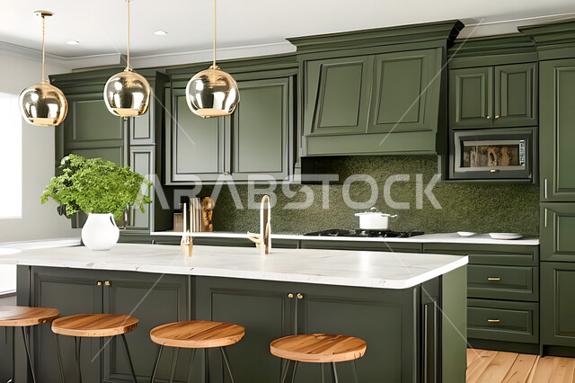 Interior design for a modern modern kitchen, interior decorations, modern engineering architectural design, residential villas with sophisticated modern designs