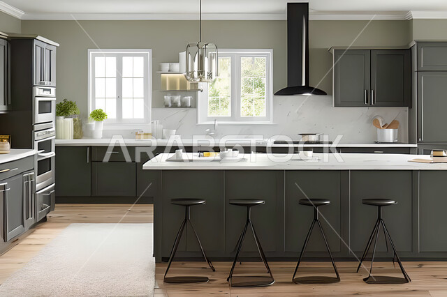 Interior design for a modern modern kitchen, interior decorations, modern engineering architectural design, residential villas with sophisticated modern designs