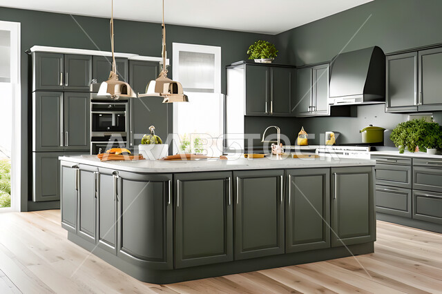 تصميم داخلي لمطبخ عصري حديث ، ديكورات داخلية ، تصميم معماري هندسي حديث ، فلل سكنية بتصاميم عصرية راقيه