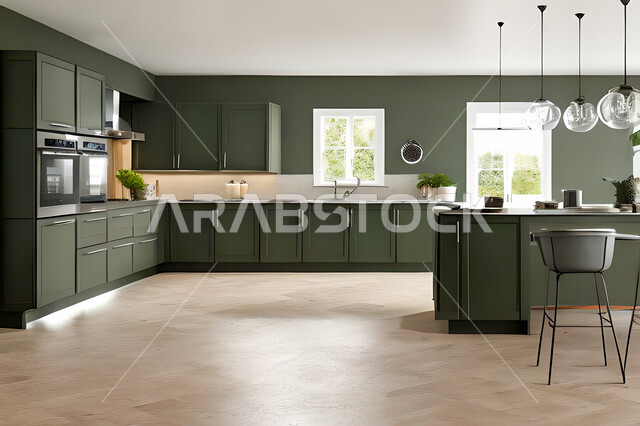 تصميم داخلي لمطبخ عصري حديث ، ديكورات داخلية ، تصميم معماري هندسي حديث ، فلل سكنية بتصاميم عصرية راقيه