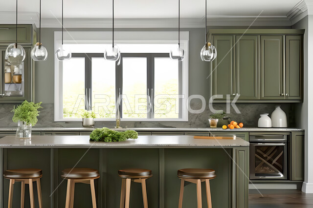 Interior design for a modern modern kitchen, interior decorations, modern engineering architectural design, residential villas with sophisticated modern designs