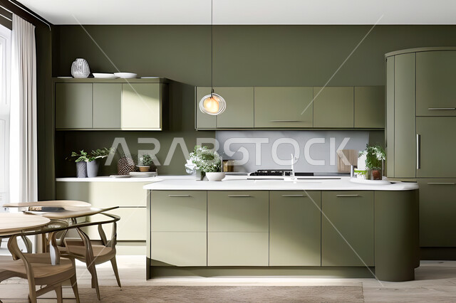 تصميم داخلي لمطبخ عصري حديث ، ديكورات داخلية ، تصميم معماري هندسي حديث ، فلل سكنية بتصاميم عصرية راقيه