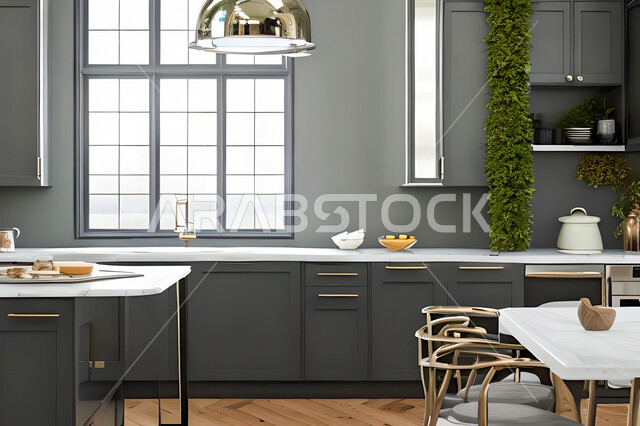 تصميم داخلي لمطبخ عصري حديث ، ديكورات داخلية ، تصميم معماري هندسي حديث ، فلل سكنية بتصاميم عصرية راقيه