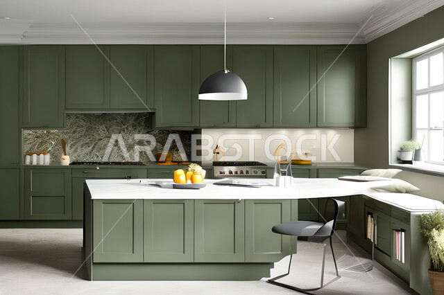 تصميم داخلي لمطبخ عصري حديث ، ديكورات داخلية ، تصميم معماري هندسي حديث ، فلل سكنية بتصاميم عصرية راقيه