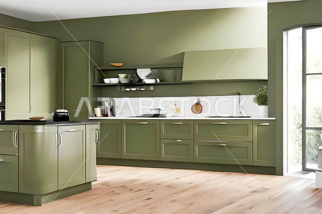 تصميم داخلي لمطبخ عصري حديث ، ديكورات داخلية ، تصميم معماري هندسي حديث ، فلل سكنية بتصاميم عصرية راقيه